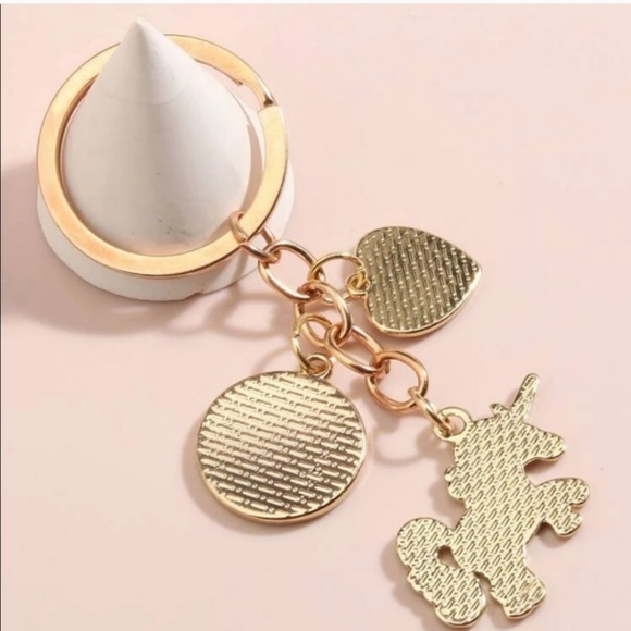 🆕️  "BFF" "I ❤️ U" Unicorn Keychain Purse Charm, Pastel Pink ~ Gift - Picture 3 of 3